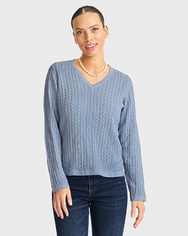 Newhouse Vanessa Cable Sweater Light Blue
